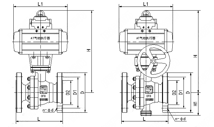 Q641F氣動(dòng)帶手動(dòng)球閥(圖1)