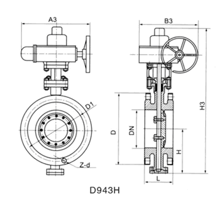 D943H電動法蘭硬密封蝶閥(圖1)