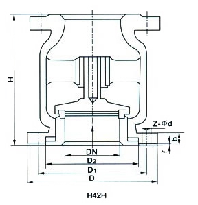 H42H,H42W碳鋼立式止回閥(圖1)