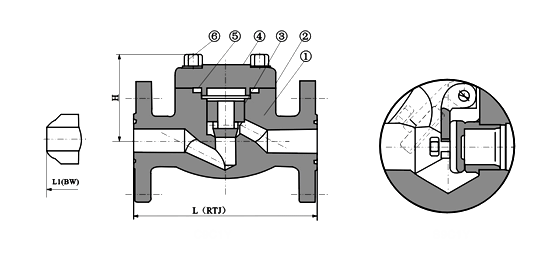 H41Y,H41H鍛鋼法蘭止回閥(圖1)