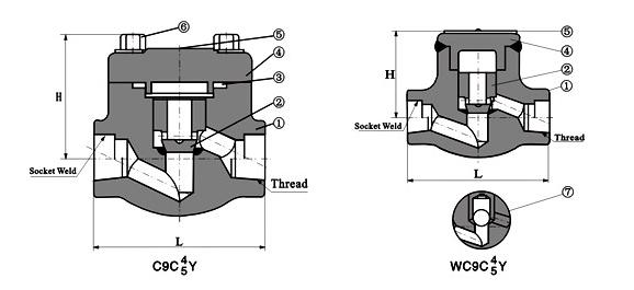 H61Y,H61H承插焊鍛鋼止回閥(圖2)