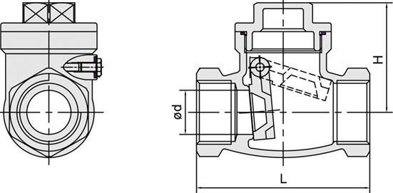 H14W,H14H內(nèi)螺紋旋啟式止回閥(圖1)