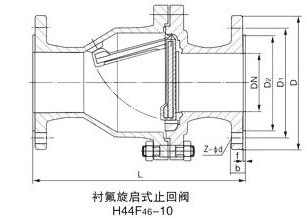 H44F46襯氟旋啟式止回閥(圖1)