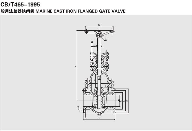 船用法蘭鑄鐵閘閥CB465-95 