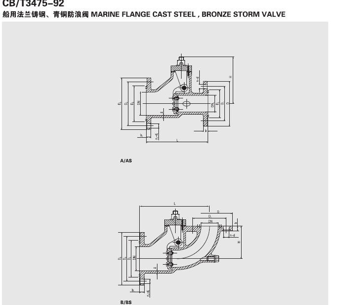 船用法蘭青銅防浪閥CB3475-92