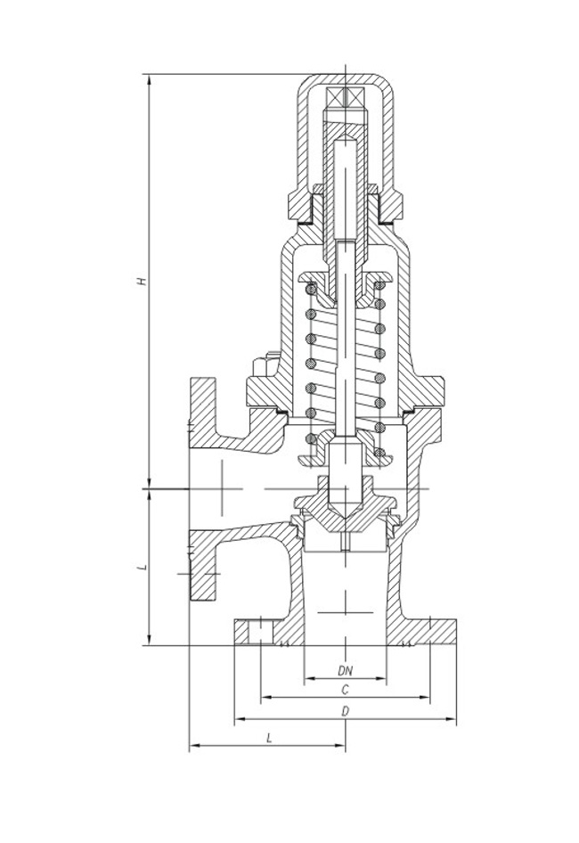 船用法蘭鑄鐵直角安全閥CB304-92