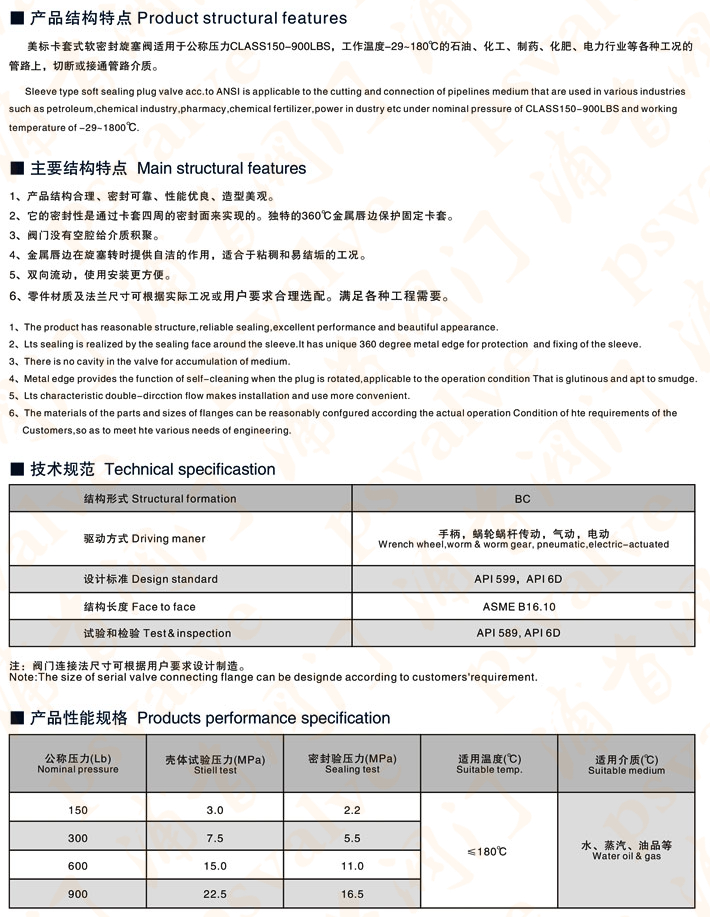 美標(biāo)卡套式軟密封旋塞閥(圖1)