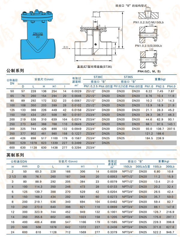 對焊直流式T型過濾器(圖1)